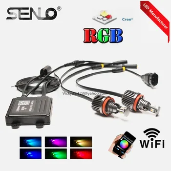 Millioner farver ændre wifi RGB E92 H8 LED angel eyes led-markeringslys canbus forBMW X5 E70 X6 E71 E90 E91 E92 M3 E89 E82 E87
