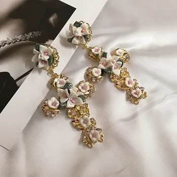 Mimiyagu Barok blomst stort kors øreringe dingle øreringe til kvinder catwalk design stil øreringe smykker