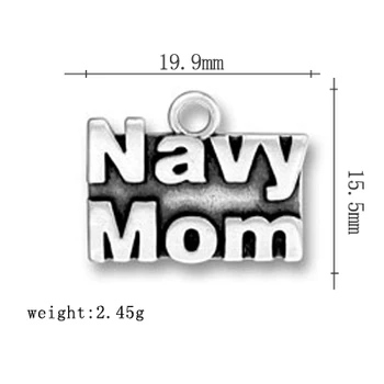 Min form 40pcs/masse Zink Legering Splint Forgyldt Ord Charms Navy Mødre Navy Møgunge Charms Navy Hustru Besked Charms og vedhæng til smykkefremstilling