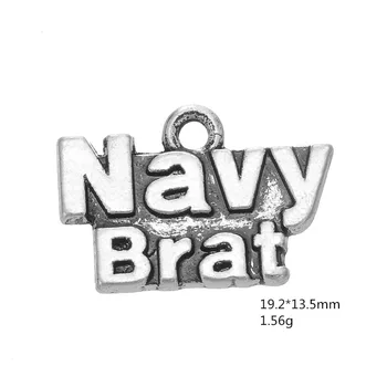Min form 40pcs/masse Zink Legering Splint Forgyldt Ord Charms Navy Mødre Navy Møgunge Charms Navy Hustru Besked Charms og vedhæng til smykkefremstilling