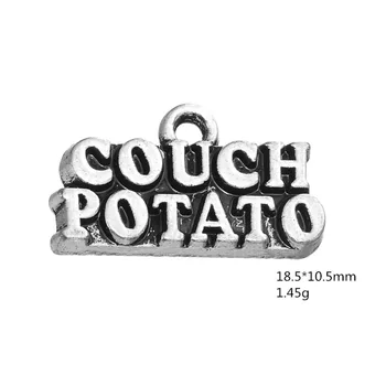 Min form 40pcs Mode Ord Couch Potato Charme Tilbehør Charme Smykker