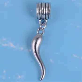 Min form forsølvede Religiøse Stil Heldig italienske Horn Charms Dingle Perler passer til Pandora Armbånd, eller DIY Halskæde 10stk
