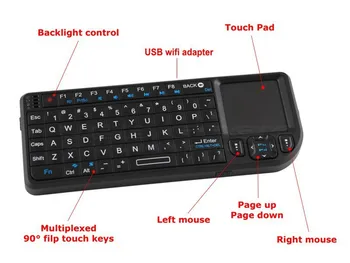 Mini-2,4 G Trådløst Tastatur, Touchpad Baggrundslys Wireless Keyboard For Smart TV Samsung LG Panasonic Toshiba Gratis skibet