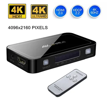 Mini 4-Port 4x1 HDMI Switch Ultra HD 4K@60Hz HDMI-2.0 HDCP-2.2 4 In / 1 Out Omskifter Boks Med PIP IR Kontrol For PS4 Apple TV HDTV