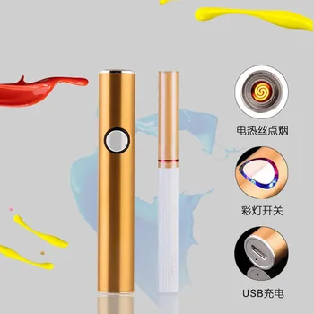 Mini Bærbare FOKUS Metal-USB-Elektronisk Cigaret Lighter Lysende Knap omgivende luft. flammeloes Plasma-Lettere Vindtæt Fakkel ARC Lettere