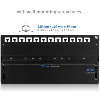 Mini Desktop CAT 6A 12-port Patch Panel Fuld Afskærmet, til Rådighed For vægmontering (nederste plade med vægmontering skrue huller)