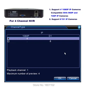 Mini HD CCTV NVR 4-KANALS Video-Optager Onvif 8 Kanal H. 264 Netværk DVR For 1080P 720P IP Kamera Overvågning Systemet P2P