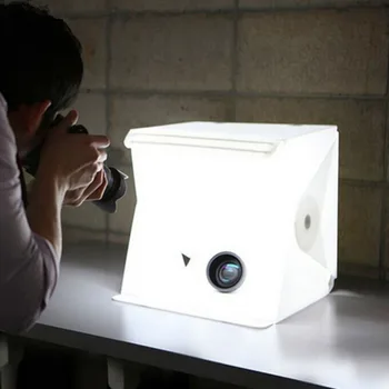 Mini Lightbox Studio Foto Fotografering Telt Kit LED Lys med Sort Hvid Backgrond USB-LED lys