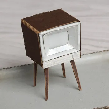 Mini Vintage TV-Papercraft Model Legetøj Til Børn 3D Laser Papir, Håndværk Skabelon