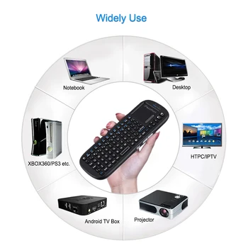 Mini Wireless Keyboard 2,4 G RF QWERTY-Tastatur Med Touchpad Air Mouse USB Gaming Tastatur Til Android TV Box Tablet PC
