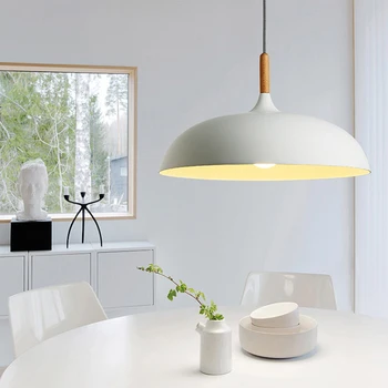 Minimalistisk, Moderne Pendel Lamper E27 Træ & Alu Lampeskærm Hængende & Vedhæng Lys 110V 220v for Kunst, Mode, Indretning Armatur