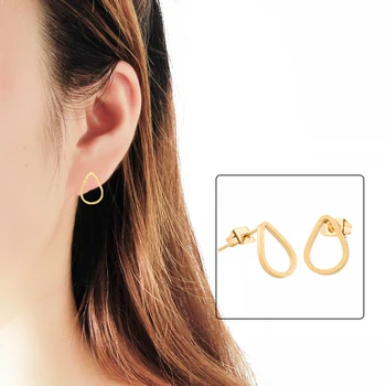 Minimalistisk Smykker, Guld, Sølv Farve Rustfrit Stål Geometriske Teardrop Ear Cuff Guld Stud Øreringe Til Kvinder Brincos