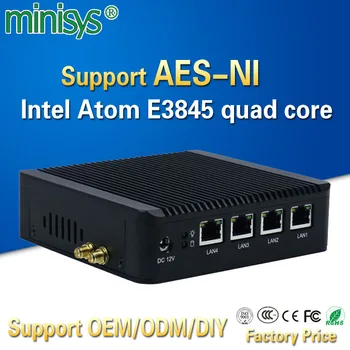 Minisys 4 Lan pfsense minipc Intel atom E3845 quad core mini itx bundkort linux firewall computer host maskinen understøtter AES-NI
