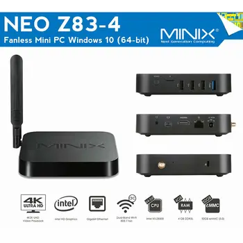 MINIX-NEO Z83-4 Intel Atom X5-Z8350 64bit Cherry Trail Fanless Mini PC Windows-10 RAM 4GB DDR3L 32 GB eMMC WiFi HDMI Smart TV Boks