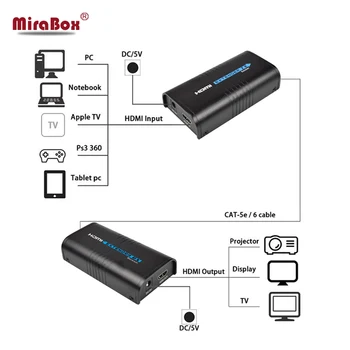 MiraBox HDMI Extender via TCP-IP-80/100/120 m HDMI Extensor over Cat5/Cat5e/Cat6 til UTP Rj45 Netværk HDMI Transmissor Modtager