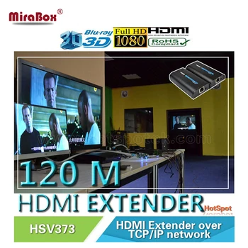 Mirabox HDMI repeater HDMI extender kan udvide 120m(393ft) med Rj45 cat5e/cat5e/cat6 understøttelse af 1080P kan arbejde som HDMI splitter