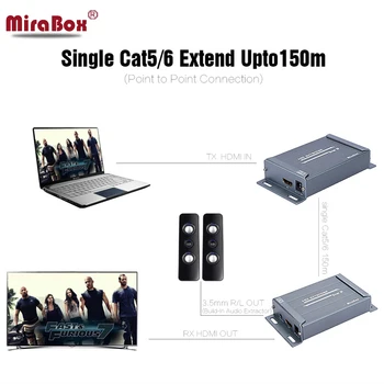 MiraBox HDMI-RJ45-Extender HDMI Modtager Afsender Via TCP/IP IP-RJ45 Ethernet-Kabel-Cat5e Cat6, HDMI Audio-Extender, Som Splitter