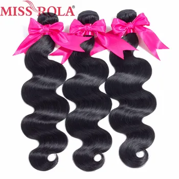 Miss Rola Hår Præ-Farvede Peruvianske Hår Body Wave 3 Bundter #1b Farve Human Hair Non Remy Hår Vævning Gratis Fragt