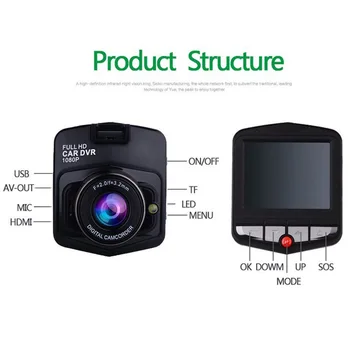 MIXIAO Mini Bil Dvr Kamera, Fuld HD 1080p-Optager GT300 Dashcam Digital Video Registrator G-Sensor af Høj kvalitet Dash cam