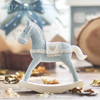Miz Hjem Blue Horse Håndlavet Håndværk Legetøj til Børn Roly-poly Gave til Børn julepynt Fødselsdag Gave