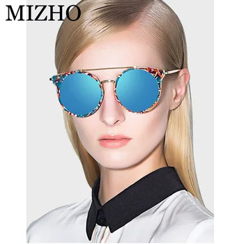MIZHO Mærke Superstar Kobber, Metal Polariserede Solbriller Kvinder Cat eye Vintage UV400 Spejl Runde BRILLER Damer Oprindelige Luksus