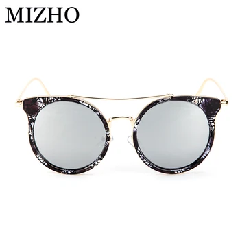MIZHO Mærke Superstar Kobber, Metal Polariserede Solbriller Kvinder Cat eye Vintage UV400 Spejl Runde BRILLER Damer Oprindelige Luksus