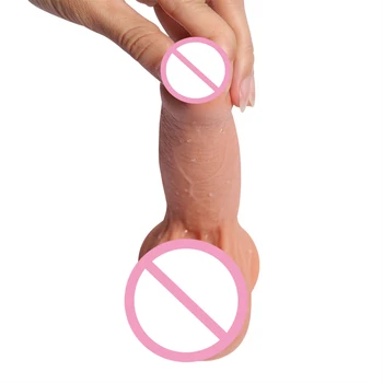 MLSice Realistisk Testikler, Penis Dobbelt Real Skin Dildo Høj Fleksibel Suge Dildoer Varer til Den Voksne Plastic Penis for Kvinder