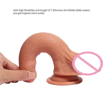 MLSice Realistisk Testikler, Penis Dobbelt Real Skin Dildo Høj Fleksibel Suge Dildoer Varer til Den Voksne Plastic Penis for Kvinder