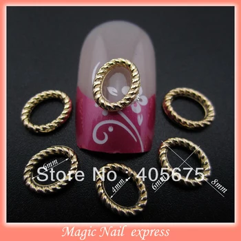 MNS51 Knust guld cirkel nail art metal søm pailletter matchende negle sten dekoration 3d nail smykker 10stk