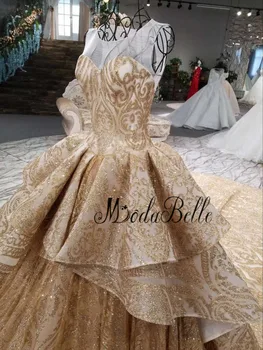 Modabelle Elegant Guld Aften Kjoler Med Pailletter Bolden Kjole arabisk Luksuriøs Aften Kjoler 2018 Robe Sofa Femme Soiree