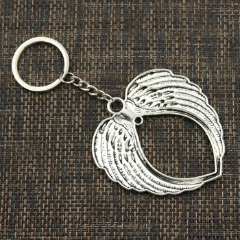 Mode 30mm nøglering i Metal nøglering Nøglering Smykker i Antik Sølv Forgyldt engel vinger 74*69 mm Vedhæng