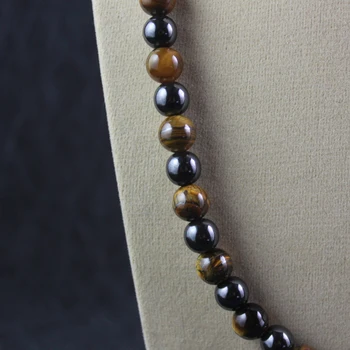 Mode 8mm magnetisk hæmatit perler halskæder med naturlige gule tiger øjne runde perler halskæde gratis fragt mand kvinder MN1002