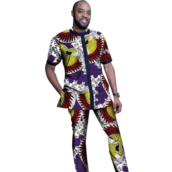 Mode Afrikanske Mænd Tops+bukser sæt Mandlige Dashiki Tøj Print Korte Ærmer Man T-shirt og bukser sæt Afrikanske Tøj tilpasse