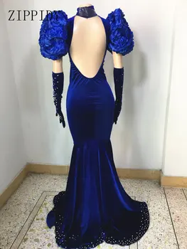 Mode Aften Fejre Hale Kjoler Rhinestones Kjole Sexet Lange Tog Fødselsdag Dress Fase Kostume Prom Ydeevne Slid