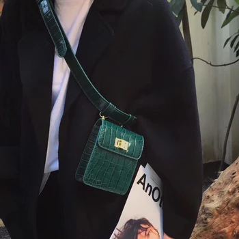 Mode alligator kvinder crossbody taske læder bælte i taljen pakker chik stil mini skuldertaske vintage mønster lille håndtaske