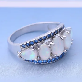 Mode Blå Cubic Zirconia Hvid Ild Opal 925 Sterling Sølv Ring, Gave, Fest, Bryllup Oval Opal ringe til kvinder R186