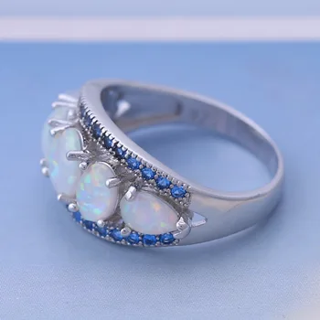 Mode Blå Cubic Zirconia Hvid Ild Opal 925 Sterling Sølv Ring, Gave, Fest, Bryllup Oval Opal ringe til kvinder R186
