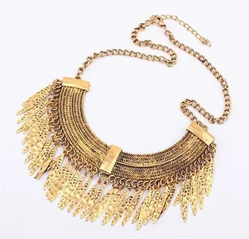 Mode elegant kombination crystal willow halskæde Retro Buede vedhæng koreansk mode engros guld bling halskæde