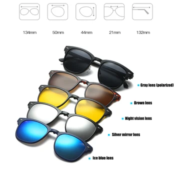 Mode Forestilling Ramme Mænd Kvinder Optisk Nærsynethed Med 5 Klip På Polariserede Solbriller Magnetiske Briller Til mænd Briller RS222