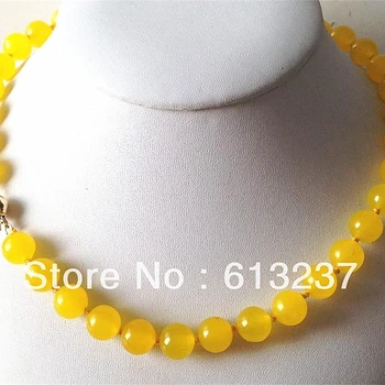 Mode gul natursten farvet jade kalcedon 10 mm runde perler, kæde halskæde til kvinder af høj kvalitet smykker 18inch MY4657
