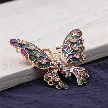 Mode Guld-Farve Brocher for Kvinder Vintage Charme Smykker Lilla Emalje Pin Butterfly Dejlig Pige Insekt Broche Tilbehør