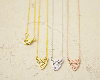 Mode Guld-farve sølv forgyldt Pink-guld Leopard Ansigt Halskæde Vedhæng til kvinder gave Gratis Shipping Engros