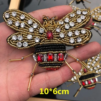 Mode hot style manual søm perle insekter lappe tøj, taske, smykker DIY leverer cicada locust patch