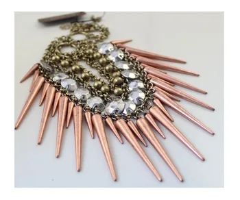 Mode JewelryWholesale Vintage Bronze Punk Kegle Frynser Kort Halskæde til Kvinder Gratis Fragt
