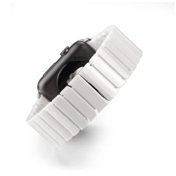 Mode keramiske med adapter band for Apple ur 42mm 38mm link armbånd strop til iWatch Serie 2 / 3 bands Sort Hvid
