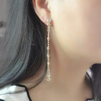 Mode Korea Stil, Luksus, Kæde, Charme Krystal Rhinestone Dingle Øreringe til Kvinder Smykker