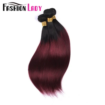 Mode Lady Per-farvet Brasilianske Straight Hair 3 Bundter 1b/99j Menneskelige Hår Extensions Ombre Non-remy Hår Flette Bundter