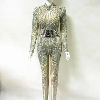 Mode Lyse Krystaller, Diamanter Buksedragt Part Rompers Kostumer Kvindelige Sanger, Performance Prom Fejre Tøj Bodysuit