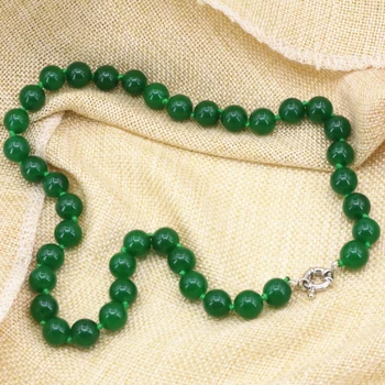 Mode Malaysia grøn jade naturlige sten, kalcedon 10 mm runde perler halskæde til kvinder choker kæde diy smykker 18inch B3202