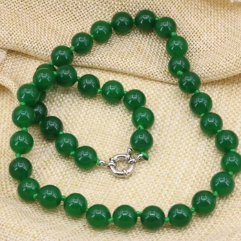 Mode Malaysia grøn jade naturlige sten, kalcedon 10 mm runde perler halskæde til kvinder choker kæde diy smykker 18inch B3202